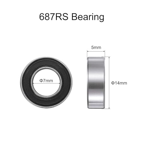 uxcell 10pcs 687-2RS Bearing 7x14x5mm, Chrome Steel Double Rubber Seals Miniature Bearing, Lubricated Deep Groove Ball Bearings, P6 (ABEC 3) - size: 687-2RS