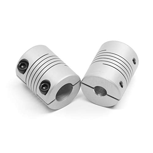 2PCS 6.35mm to 10mm Flexible Shaft Coupling 25mm Length 20mm Diameter for Stepper Motor Coupler Aluminum Alloy for 3D Printer CNC Machine (6.35x10mm) - style: 6.35-10mm