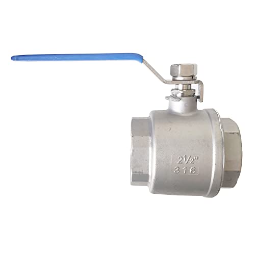 2-1/2" Full Port Ball Valves 316 Stainless Steel NPT Female Thread Ball Valve for Water, Oil, and Gas - size: 2-1/2 Inch