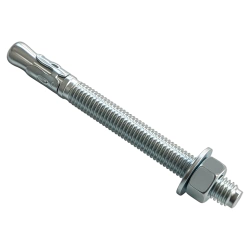 1/2" x 5‑1/2" Concrete Anchors, Wedge Anchor, Carbon Steel,10 Pcs - size: 1/2"x5-1/2"