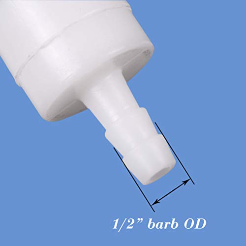 Quickun 1/2" One Way Inline Check Valve, Non Return Hose Barb, Ozone Resistance Plastic Valve for Fuel Oil Water Gas Pump Air, 5 Pcs - size: 1/2 inch