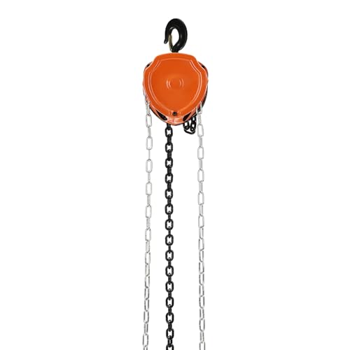 Chain Hoist, Hand Chain Hoist, Manual Chain Hoist, Heavy Duty Pulley Hoist for Garages Warehouse Automotive Machinery, Standard Lift Height: 3m/9.8ft (1/2Ton-Orange)