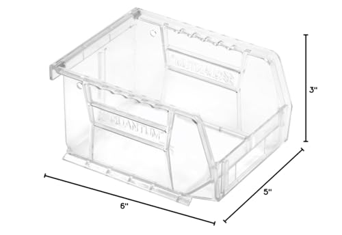 QUANTUM STORAGE SYSTEMS QUS210CC Ultra Stack & Hang Heavy Duty Part Organizer Crystal Clear Bins 6" L x 5" W x 3" H