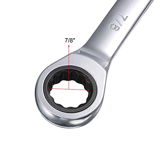 uxcell 7/8 Inch Ratcheting Combination Wrench SAE 72 Teeth 12 Point - size: 7/8"