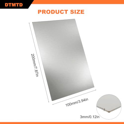 1 PCS 304 Stainless Steel Rectangular Plate 3mm 100x200mm - size: 100mm x 200mm x 3mm