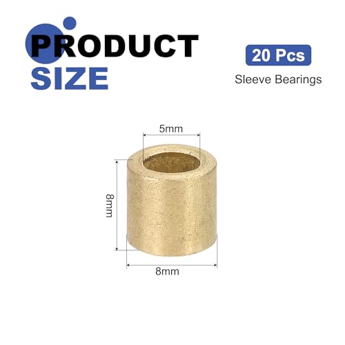 uxcell 20Pcs Sleeve Bearings,5mmBorex8mmODx8mm L,Sintered Bronze Bushings - size: 5mm Bore x 8mm OD x 8mm Length