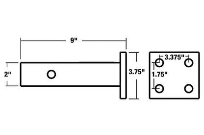 Buyers Products PM84 Pintle Hook Mount 1-Position 2 Inch Receiver Black - size: 9 in. Shank, style: 1-Position