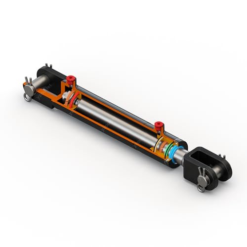 Welded Clevis Cylinder for Double Acting - Double Acting Hydraulic Cylinder, 2" Bore, 8" Stroke, Inline Ports, 90 Degree to pin