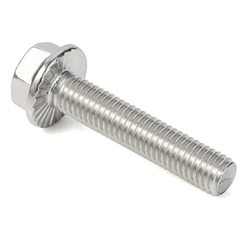 M5-0.8 x 12mm Flanged Hex Head Bolts Flange Hexagon Screws, Stainless Steel 18-8 (304), Plain Finish, 40 PCS - size: M5 x 12mm