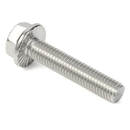 M5-0.8 x 12mm Flanged Hex Head Bolts Flange Hexagon Screws, Stainless Steel 18-8 (304), Plain Finish, 40 PCS - size: M5 x 12mm