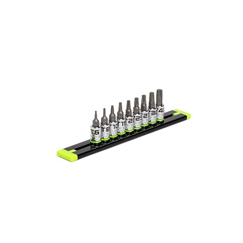 GRIPEDGE Tools | 9PC RPT Star Driver Set | Sizes T6 - T40 | 1/4'' Drive | Made With S2 Steel | Includes Premium Aluminum Socket Rail |