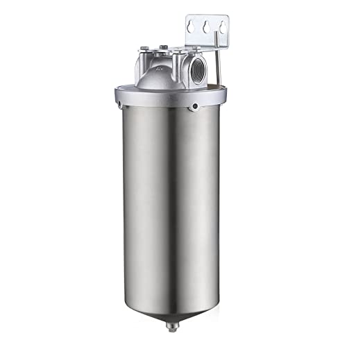 NSF/ANSI 42 Certification Jumbo Stainless Steel Filter Housing for 10”Length,4.5"OD Filter Cartridge, 1NPT Inlet and Outlet, Drain Valve Style C (Square Head) - size: 10" C Housing-1 NPT