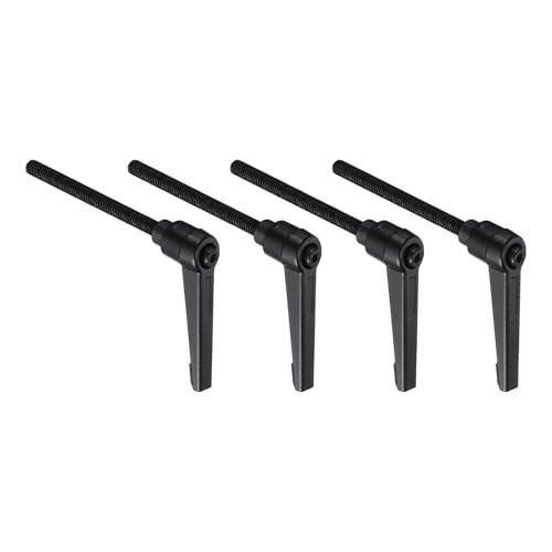 uxcell 4pcs Lever Adjustable Handles M6 x 70mm Metric Male Thread with Nuts Washers, Level Clamping Handle Set Hand Stud Knobs Rotating Screw Handles Bolts with Locking Lever, Black - size: M6 x 70mm