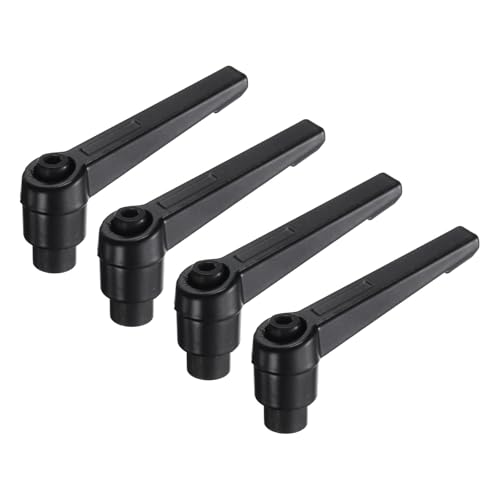 uxcell 4pcs Clamping Lever Adjustable Handles M5 Metric Female Thread Level Handle Hand Knobs Quick Release Black for Lathe Machinery - size: M5