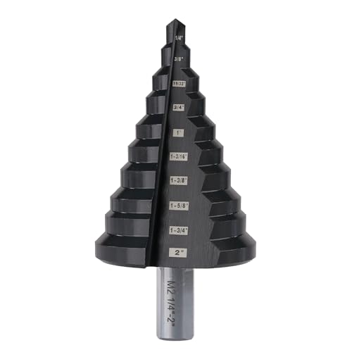 M2 HSS Step Drill Bit Unibit, 1/4"-2", Metal Wood Plastic - size: 2 in