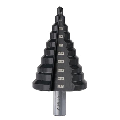M2 HSS Step Drill Bit Unibit, 1/4"-2", Metal Wood Plastic - size: 2 in