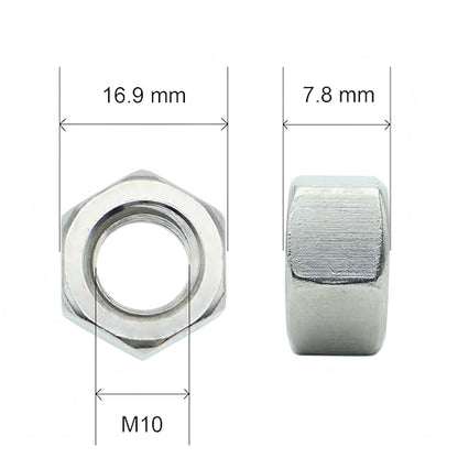 40Pcs M10 Hex Nuts, 304 Stainless M10 Nut, Coarse Thread M10 Nuts - size: Metric M10-1.5---40Pcs