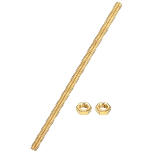 uxcell Brass Fully Threaded Rod, M6x1mm Pitch Right Hand Threads Studs with Solid Brass Hex Nuts, 150mm/6 Long Threaded Screw Rods Fasteners for Anchors Bolts Hangers Clamps - size: M6x1mmmm150mm
