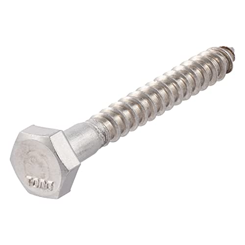 1/4 x 2 Stainless Lag Bolt (25-Pack) 18-8 Stainless Steel, Heavy Duty Hex Wood Lag Screw, ASME B18.2.1 Commercial/Industrial Grade by Makers Bolt - size: 1/4 x 2 (25 pack)