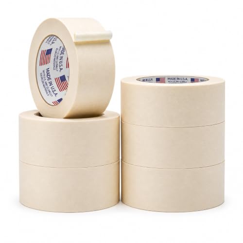 WOD Utility Grade General Purpose Masking Tape, 2 inch x 60 yds (Pack of 6) Great for Home or Office, Painting, or Labeling, Adhesive Leaves no Residue - size: 2 inch - Pack of 6