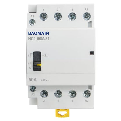 BAOMAIN 110V 4-Pole 50A Manual/Auto AC Contactor,3NO1NC,DIN Rail Mount