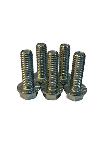 (100 Pieces) 3/8-16x1 1/4" Grade 5 Serrated Hex Flange Bolts Screws UNC Coarse Full Threads Zinc Clear Trivalent