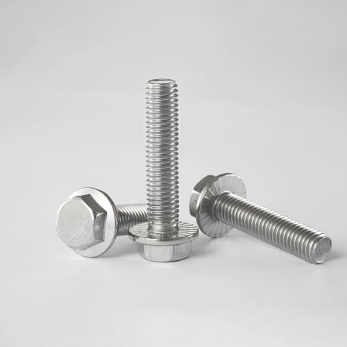 M10 x 100mm 4Pcs Flanged Hex Head Bolts, M10 x 1.5 Bolts, Flange Hexagon Head Screws, 304 Stainless Steel, Bright Finish, Metric Fully Thread - size: M10 x 100mm(4PCS)