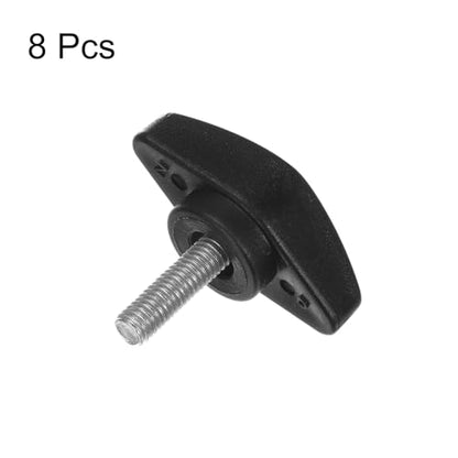 HARFINGTON 8pcs Tee Wing Knobs M5 x 16mm Metric Male Threaded Stud T Head Plastic Knob Handles Thumb Screws Hand Clamping Tightening Knob Grip Thumbscrew, Black - size: M5 x 16mm x 36mm