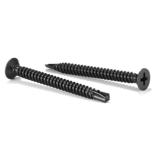 #10 x 2 Sheet Metal Screws 100Pcs 410 Stainless Steel Flat Head Fast Self Tapping Screws Black Oxide by SG TZH - size: #10 x 2"