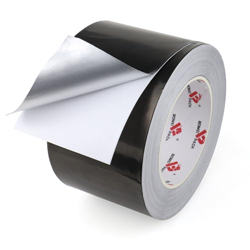 BOMEI PACK Black Aluminum Tape,3 Inch x 55 Yards,Black Foil Tape HVAC Sealing & Patching Hot Cold Air Duct Tape Aluminum Foil Tape for Pipe, Metal Repair, HVAC, Air Ducts, Insulation (3 Inch) - size: 3 Inch