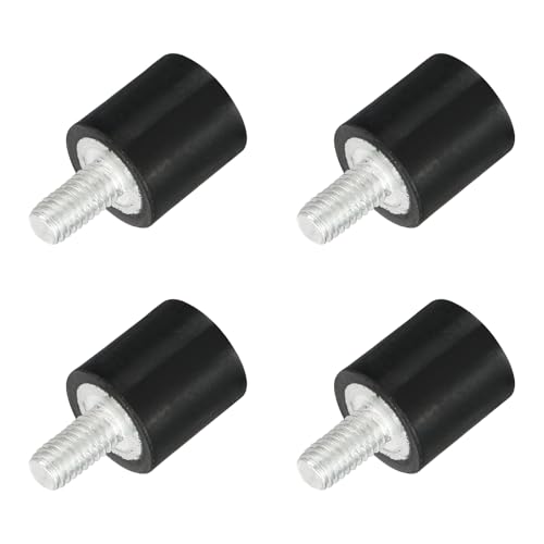 uxcell M3 Thread Rubber Mounts, Vibration Isolators, Cylindrical Shock Absorber with Studs 8 x 8mm 4pcs - size: M3x8x8mm