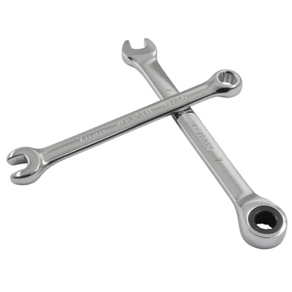 7mm Ratcheting Wrench 2 Pcs 72-Tooth 12-Point Chrome Plated - size: 7mm