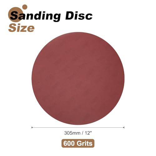 uxcell 8pcs 12-Inch PSA Sanding Discs, 600 Grits Aluminum Oxide Self Adhesive Stick Back Sandpapers, No-Hole Round Wet/Dry Sander Papers, Sand Auto Car Paint, Wood, Metal - size: 600 Grits