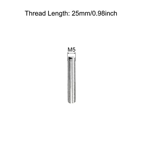 MECCANIXITY Fully Threaded Rod M5 x 25mm 0.8mm Thread Pitch 304 Stainless Steel Right Hand Threaded Rods Bar Studs 5 Pack - size: M5 x 25mm