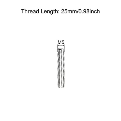 MECCANIXITY Fully Threaded Rod M5 x 25mm 0.8mm Thread Pitch 304 Stainless Steel Right Hand Threaded Rods Bar Studs 5 Pack - size: M5 x 25mm