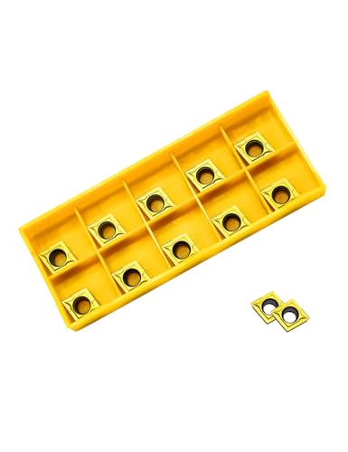 Carbide Inserts for Lathe Turning Tool Holder - 10pcs CCMT09T304/CCMT32.51, Mutilayer Coated CNC Lathe Replacement Cutters Inserts - style: 10PCS CCMT09T304 yellow