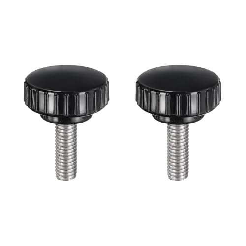 uxcell 2pcs Knurled Clamping Knobs M8 x 25mm Metric 304 Stainless Steel Male Thread Thumb Screw on Type 30mm Plastic Round Head Threaded Hand Bolt Stud Knobs Black - size: M8 x 25mm x 30mm