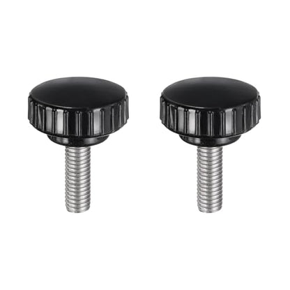 uxcell 2pcs Knurled Clamping Knobs M8 x 25mm Metric 304 Stainless Steel Male Thread Thumb Screw on Type 30mm Plastic Round Head Threaded Hand Bolt Stud Knobs Black - size: M8 x 25mm x 30mm