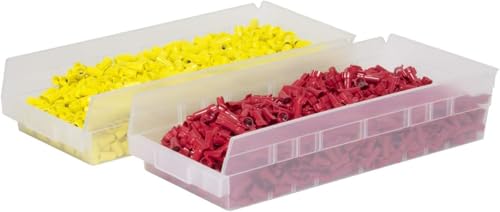 Akro-Mils 30158 Heavy Duty Plastic Shelf Bins, 18"x 8"x 4", Clear, 12-Pack - color: Clear