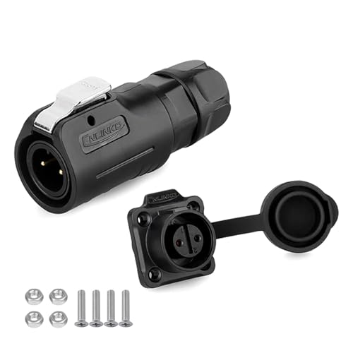 CNLINKO M12 Waterproof Connector PBT Plastic DC 12V Cable Panel Mount for AV System (2 Pin) - size: 2-Pin, style: Plug without Cable