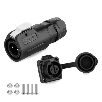CNLINKO M12 Waterproof Connector PBT Plastic DC 12V Cable Panel Mount for AV System (2 Pin) - size: 2-Pin, style: Plug without Cable