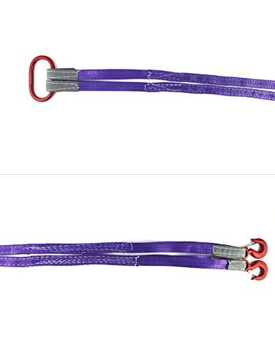 QWORK Lifting Slings Straps with Hooks - 5 Feet, 4409 Pounds Capacity, 2 Pack Polyester Webbing - Purple Rigging Straps for Engines, Cranes, Hoists