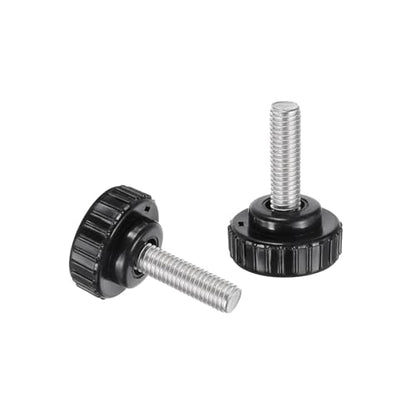 uxcell 2pcs Knurled Clamping Knobs M8 x 30mm Metric 304 Stainless Steel Male Thread Thumb Screw on Type 30mm Plastic Round Head Threaded Hand Bolt Stud Knobs Black - size: M8 x 30mm x 30mm