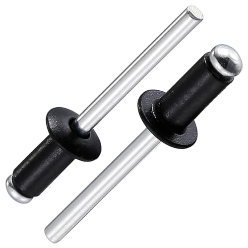 Wensilon (350Pcs) 1/8"x1/4" Black Aluminum blind pro Rivets,Aluminum Grip and Steel Mandrel - color: Black, size: 1/8"x1/4"