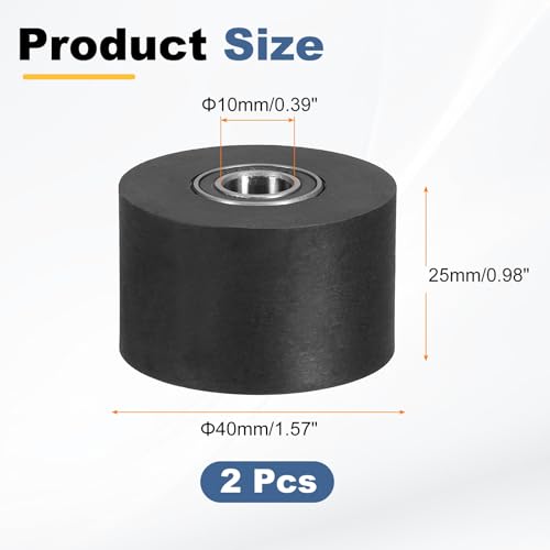 uxcell 2Pcs Plastic Roller Wheel with Bearings 3/8" x 1-9/16" x 1" - size: 3/8" x 1-9/16" x 1" (ID x OD x L)