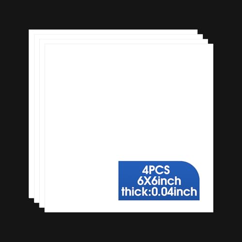 4 Pack White ABS Plastic Sheet, 6" x 6" x 0.04" Thick Hard Thermoplastic Sheet, Moldable Plastic Panel for Crafts, Car Interiors, Home Decor, DIY Projects - color: White, size: 6"x6"x0.04"
