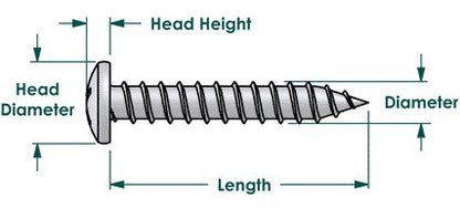 BCP Fasteners Zinc-Plated Pan Head Sheet Metal Screws, 100 Pack - size: #10 x 1"
