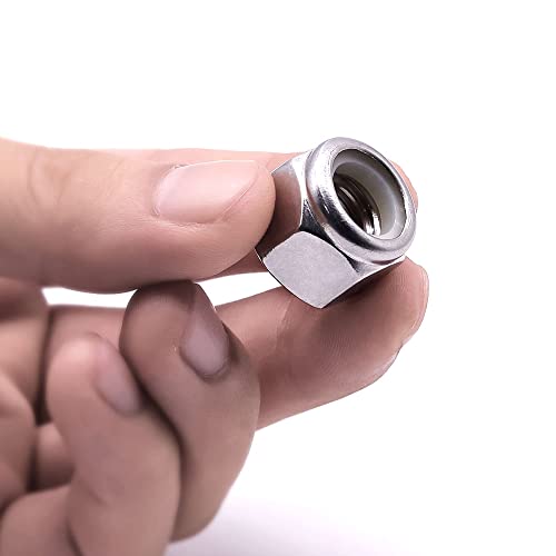 3/8"-16 Nylon Insert Hex Lock Nuts, Allen Hex Drive, 304 Stainless Steel 18-8, Full Thread, Coarse Thread UNC, Pack of 10 - size: 3/8"-16