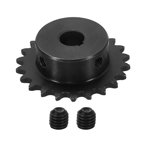 uxcell #25 Chain Roller Sprocket 10mm Bore 47.5mm OD, 22 Tooth C45 Carbon Steel ANSI #25 Roller Sprocket Round Hole with 3x1.4mm Keyway & Set Screws for ISO 04C Chain, Black - size: 10mm Bore 47.5mm OD, 22 Tooth, 3x1.4mm Keyway