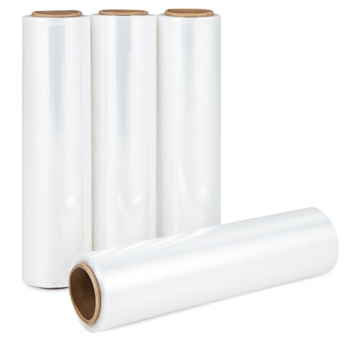 18" x 1500 ft Stretch Film, 60 Gauge Heavy Duty Shrink Film Stretch Wrap, 4 Pack Shrink Wrap Roller for Packing, Moving Supplies, Furniture & Pallets - size: 4 Rolls